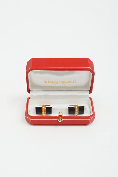Black Onyx & Gold Deco Cufflink