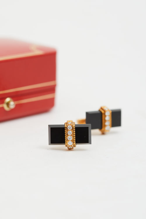 Black Onyx & Gold Deco Cufflink