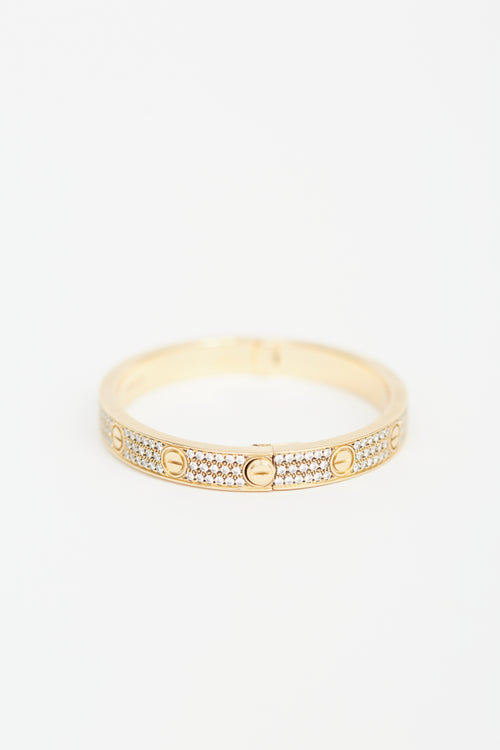 Cartier 18K Yellow Gold Love Pavé Diamond Bracelet
