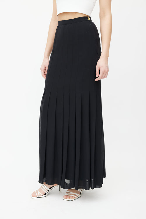 Chanel Vintage Button Pleated Skirt