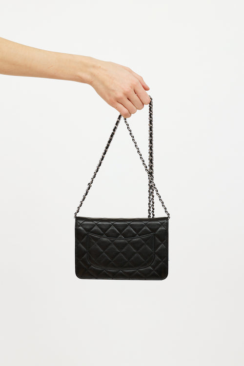 Chanel 2014 Black Classic Quilted On Chain Wallet