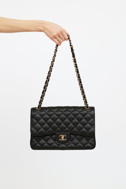 Chanel 2018 Black Caviar Jumbo Flap Bag