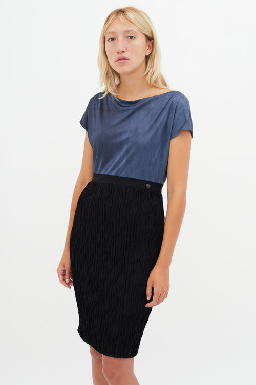 Chanel Blue & Black Contrasting Sheath Dress