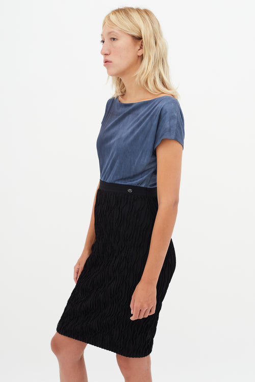 Chanel Blue & Black Contrasting Sheath Dress