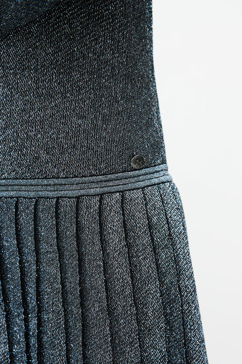 Chanel Blue & Silver Metallic Fibre Knit Dress