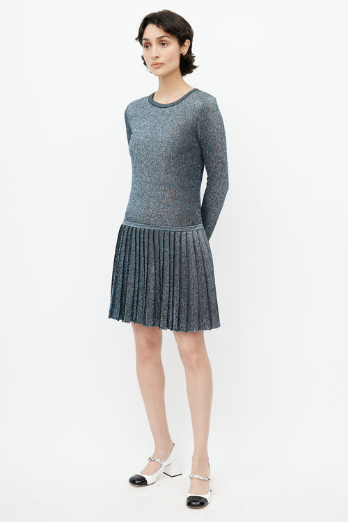 Chanel Blue & Silver Metallic Fibre Knit Dress