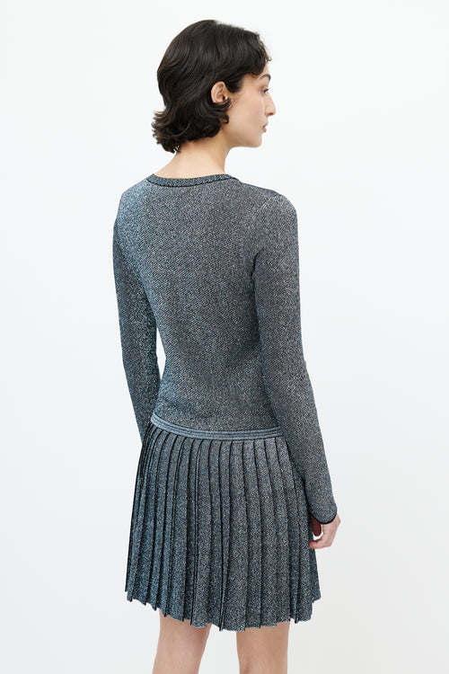 Chanel Blue & Silver Metallic Fibre Knit Dress
