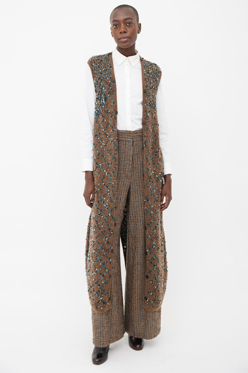Chanel Brown & Blue Bouclé Long Vest