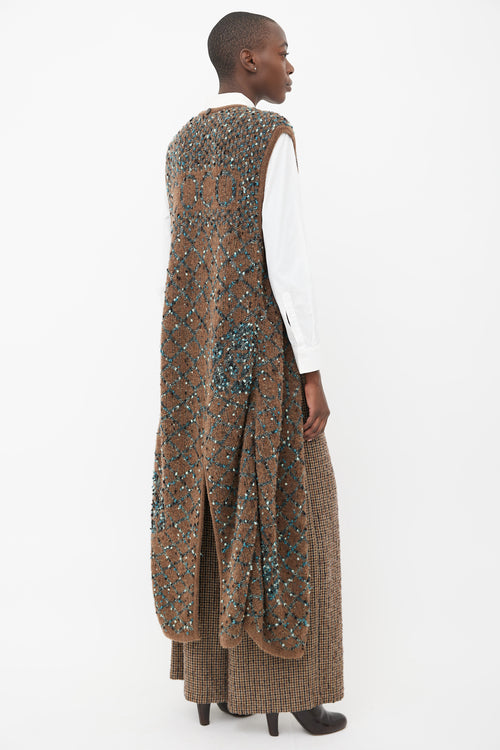 Chanel Brown & Blue Bouclé Long Vest