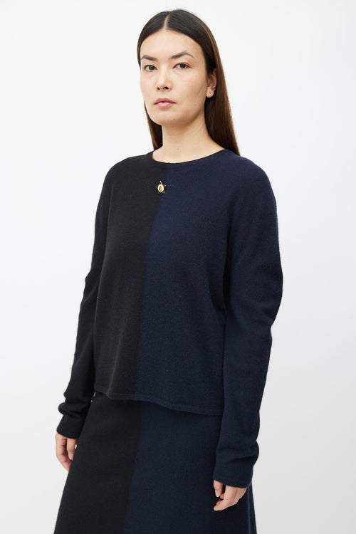 Chanel FW09 Black & Navy Sweater & Skirt Set