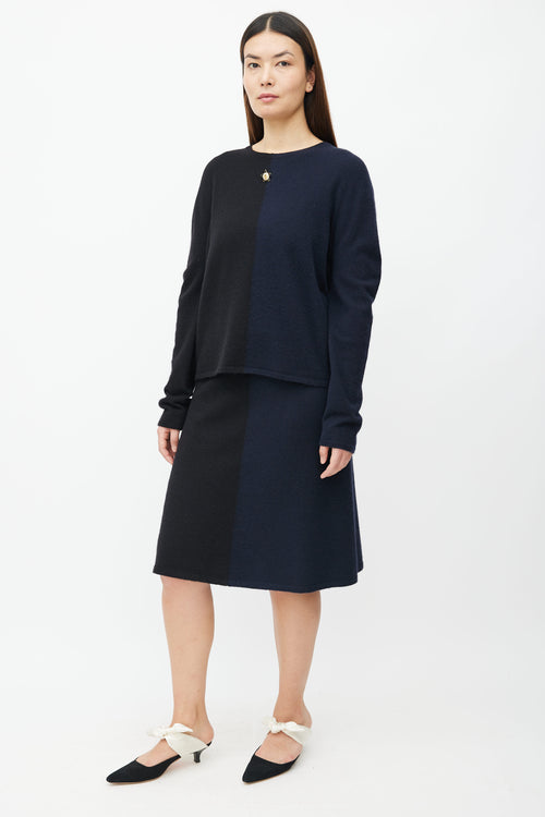 Chanel FW09 Black & Navy Sweater & Skirt Set
