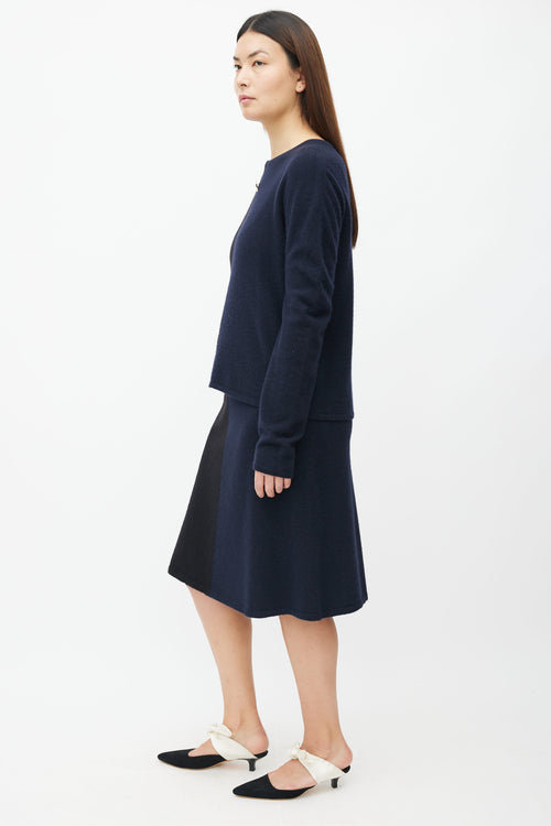 Chanel FW09 Black & Navy Sweater & Skirt Set