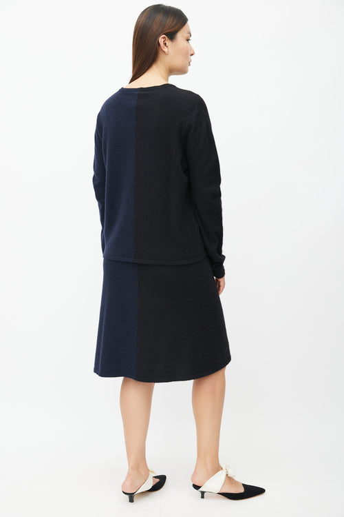 Chanel FW09 Black & Navy Sweater & Skirt Set