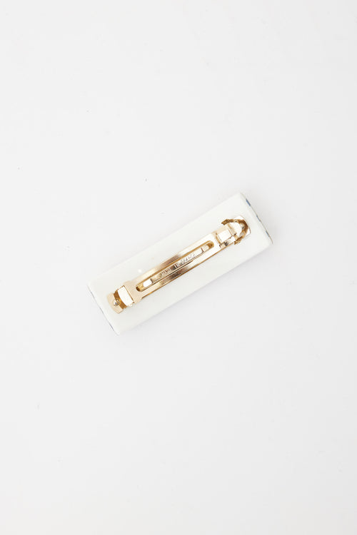 Chanel White, Blue & Gold 2010 Cruise Striped Nautical Hair Barrette