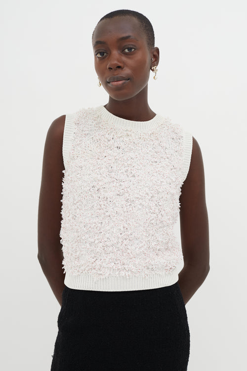 Chanel White & Red Polka Dot Knit Vest