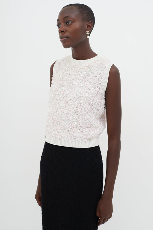 Chanel White & Red Polka Dot Knit Vest
