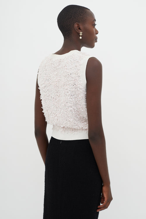 Chanel White & Red Polka Dot Knit Vest