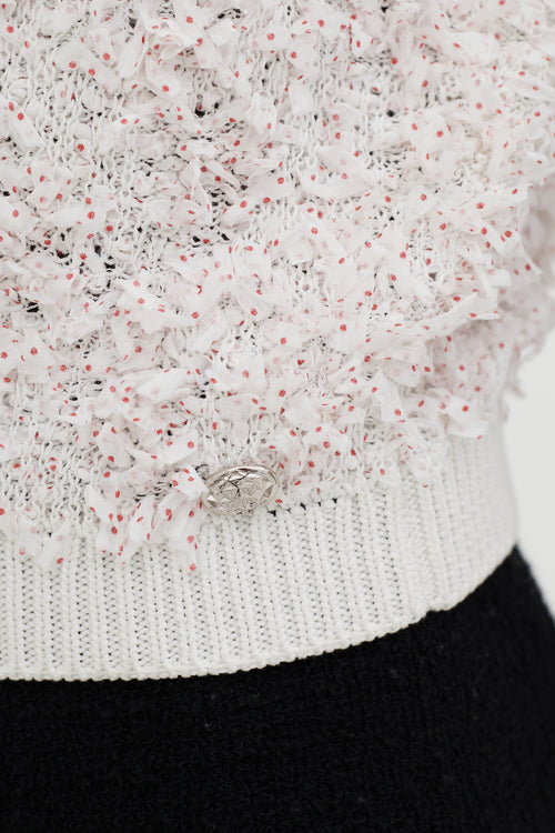 Chanel White & Red Polka Dot Knit Vest