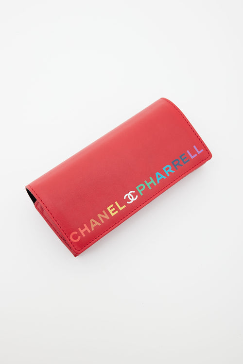 Chanel X Pharrell 2019 Red & Black Gold Plated Circle Sunglasses