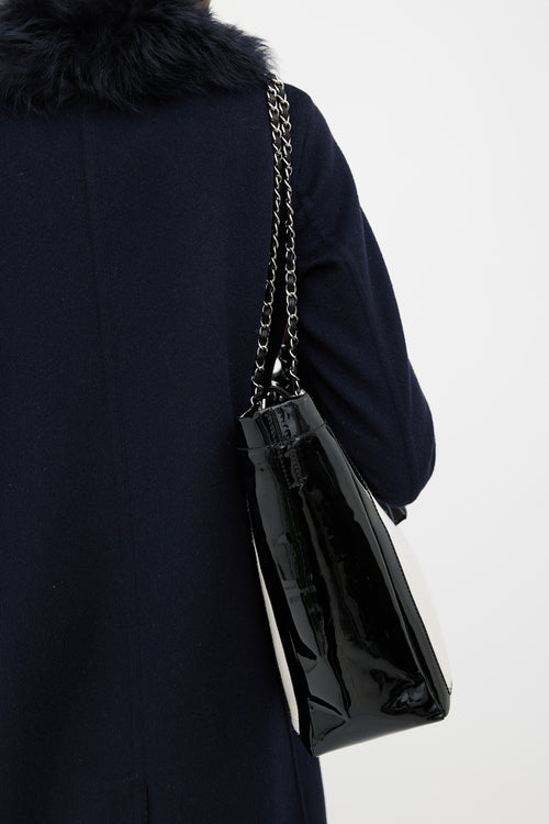 Chanel Black Patent & Cream Hair Tote Bag