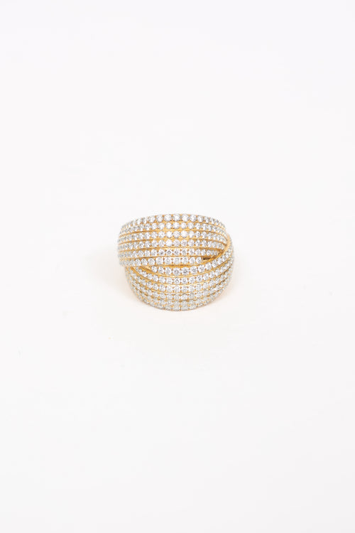 David Yurman  Origami Crossover 18K Yellow Gold Diamond Ring