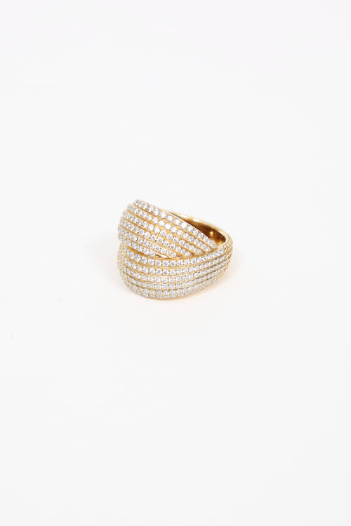 David Yurman  Origami Crossover 18K Yellow Gold Diamond Ring