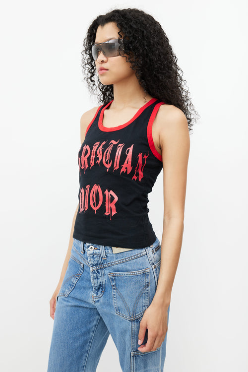 Dior Spring 2002 Black & Red Graphic Print Tank