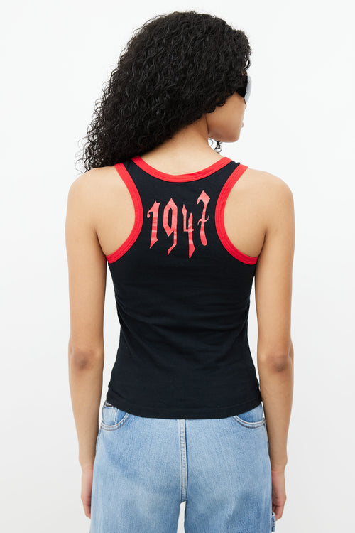 Dior Spring 2002 Black & Red Graphic Print Tank