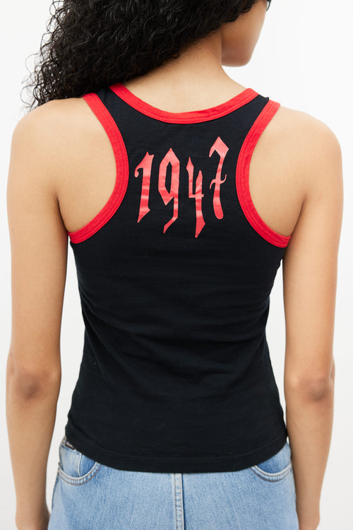 Dior Spring 2002 Black & Red Graphic Print Tank