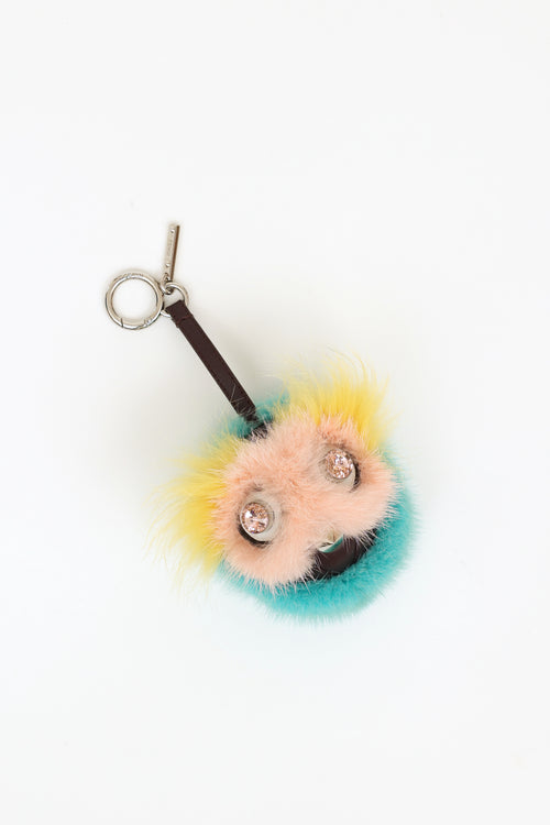 Fendi Mink & Fox Fur Dazzling Bag Bug Charm