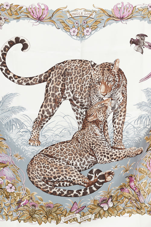 Hermès 2000 White & Multi Jungle Love 90 Print Scarf