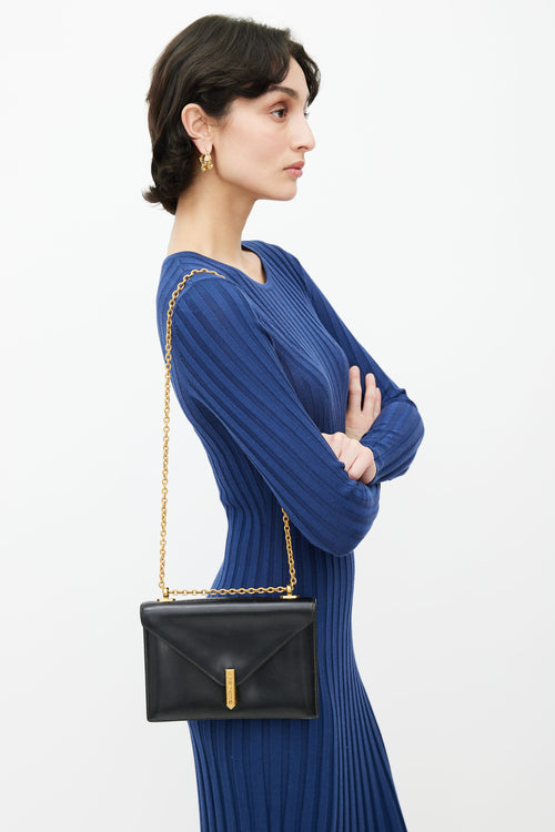 Hermes Black Leather & Gold-Tone Chain Alcazar Shoulder Bag