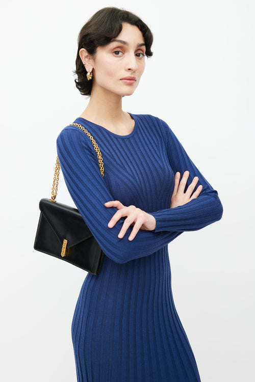 Hermes Black Leather & Gold-Tone Chain Alcazar Shoulder Bag