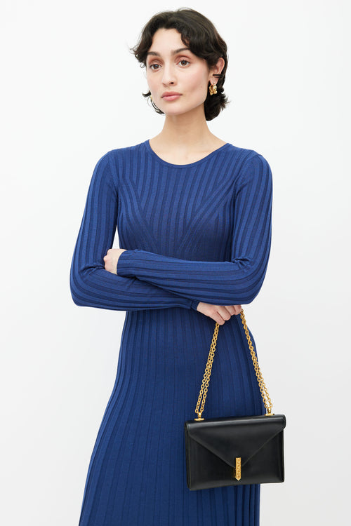 Hermes Black Leather & Gold-Tone Chain Alcazar Shoulder Bag