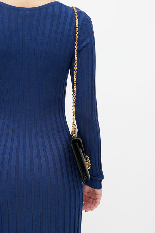 Hermes Black Leather & Gold-Tone Chain Alcazar Shoulder Bag