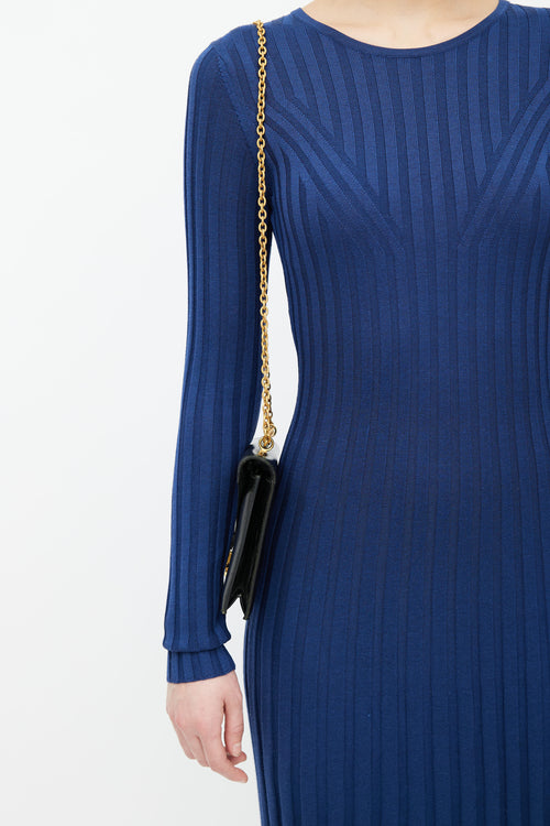 Hermes Black Leather & Gold-Tone Chain Alcazar Shoulder Bag