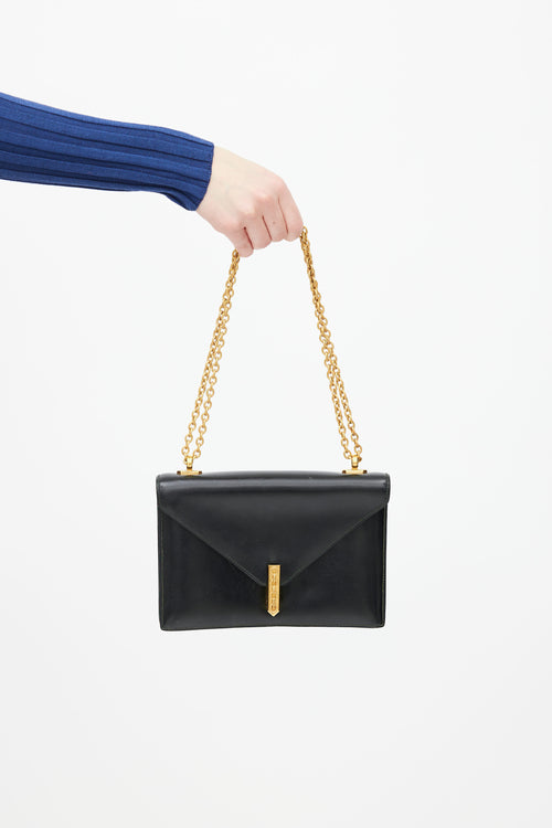 Hermes Black Leather & Gold-Tone Chain Alcazar Shoulder Bag
