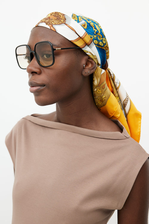Hermès Yellow & Multi Musée 90 Print Scarf