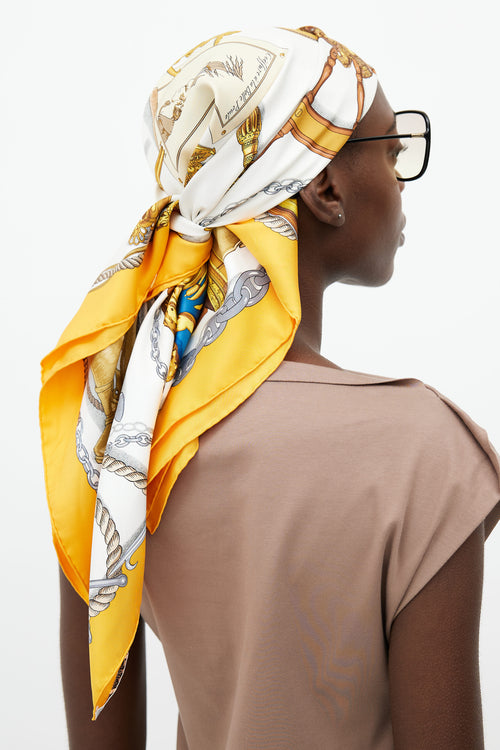 Hermès Yellow & Multi Musée 90 Print Scarf