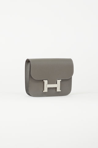 Hermès Grey & Silver Constance Slim Wallet