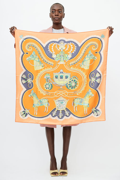 Hermès Orange & Multi Paperoles 90 Print Scarf