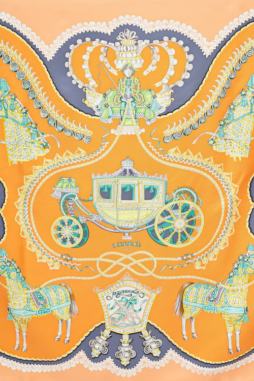 Hermès Orange & Multi Paperoles 90 Print Scarf
