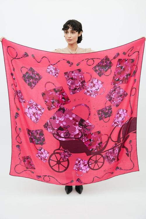 Hermès Purple & Pink Kelly en Caleche Scarf