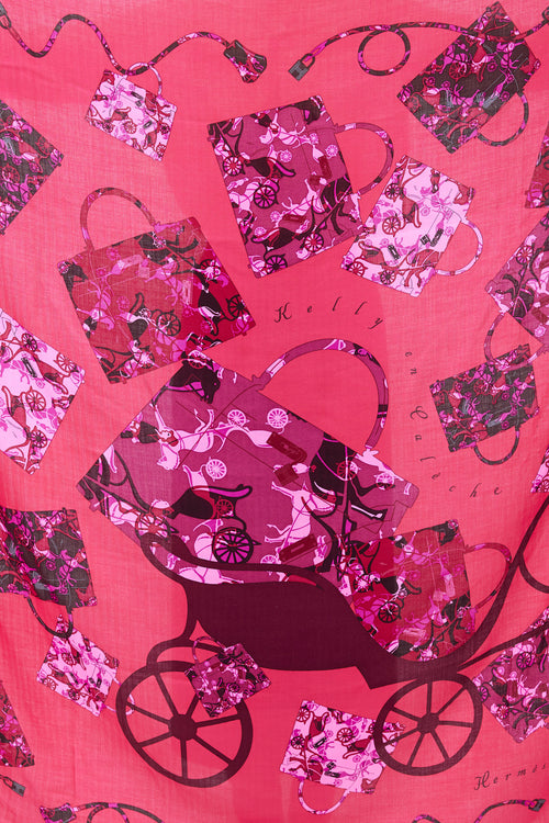 Hermès Purple & Pink Kelly en Caleche Scarf