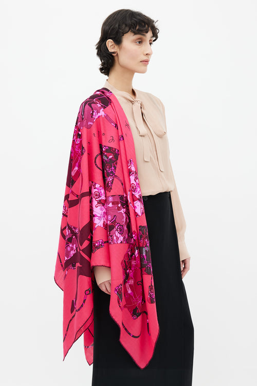 Hermès Purple & Pink Kelly en Caleche Scarf
