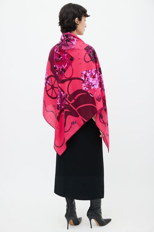 Hermès Purple & Pink Kelly en Caleche Scarf