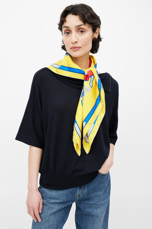 Hermès Yellow & Blue En Roue Libre Scarf