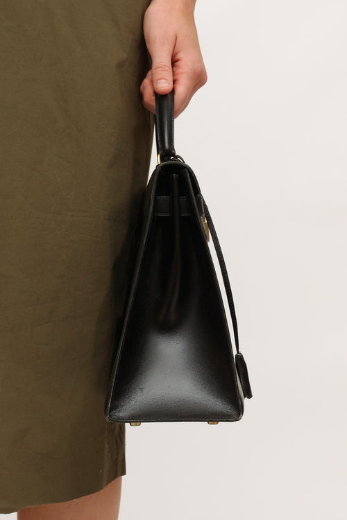 Hermès Vintage 1988 Noir Box Calf Leather Kelly Sellier 32 Bag