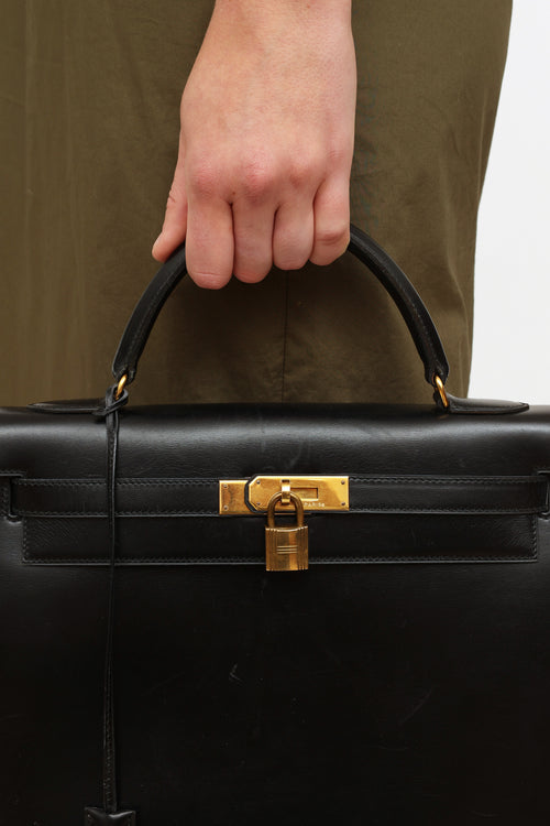 Hermès Vintage 1988 Noir Box Calf Leather Kelly Sellier 32 Bag