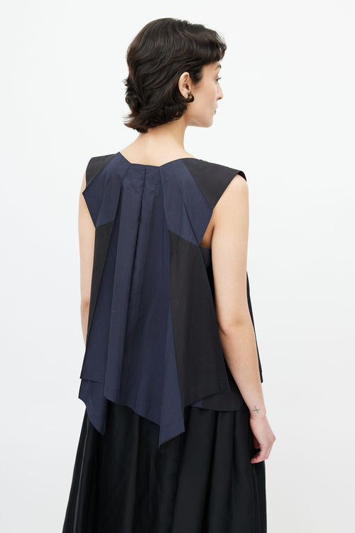 Issey Miyake Navy & Black Pleated Geometric Top